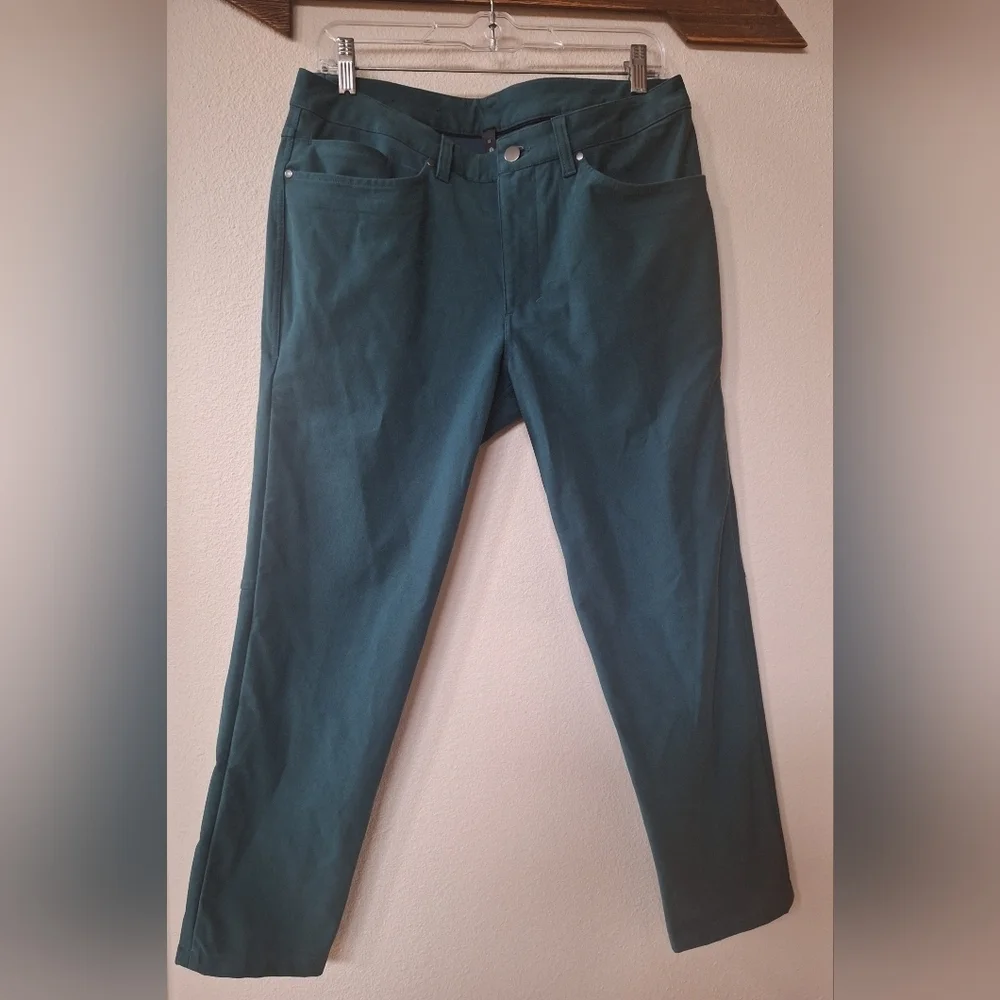 Lululemon ABC Tech Canvas Pants Mens 32x26.5 Green Slim Fit 5-Pocket Stretch